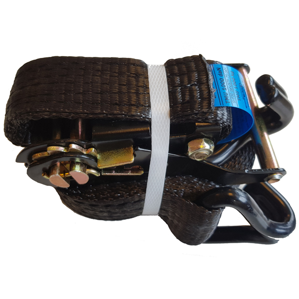 Sangle D’Arrimage Bibia – 57 Cm, Crochet Double, Noire, Pour Motoculture Et Transport