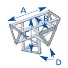 ASD1542-Angle 4 départs pied + traverse 90° série SD150 triangulaire - alu