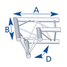 ASX22-Angle 2 départs, horizontal, pour série SX290, couleur ALU ASD