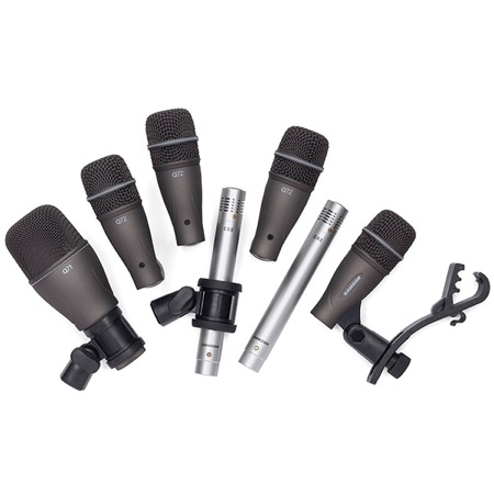 Kit de 5 mics dyn + 2 mics statiques + acc pour batterie DK707 Samson