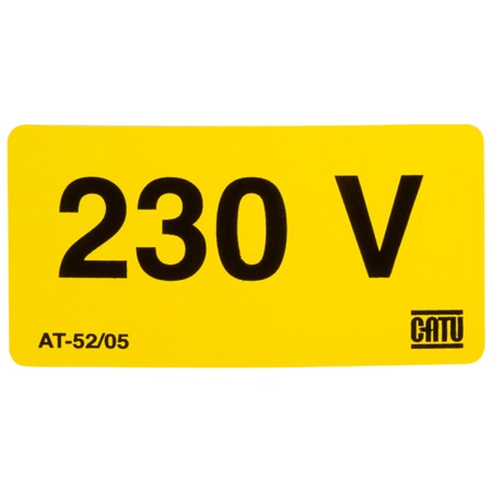 Etiquette adhésive en PVC, résistant aux UV - 230V - jaune
