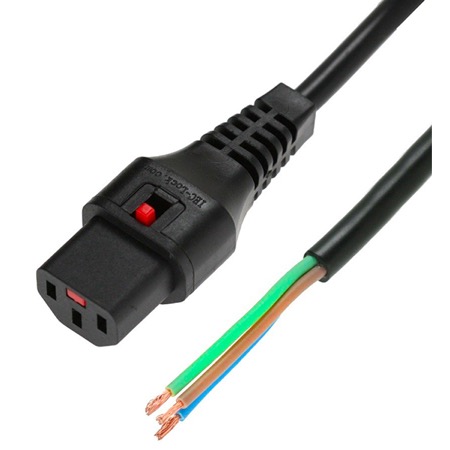 Cordon IEC LOCK C13 vers câble dénudé noir - longueur 1m