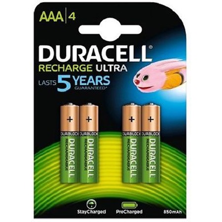 Blister de 4 piles rechargeables LR03 AAA 900mAh DURACELL ULTRA