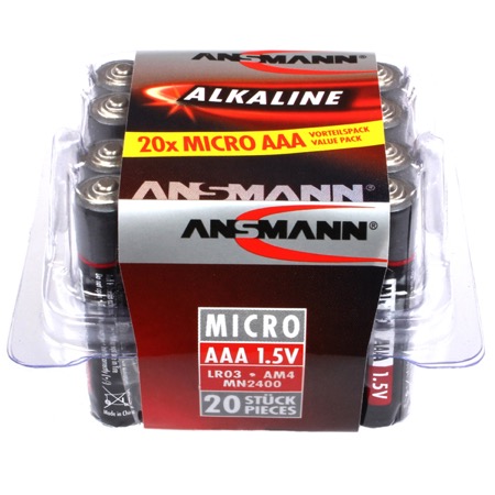 Boîte de 20 piles LR03 - AAA - Alcaline Ansmann