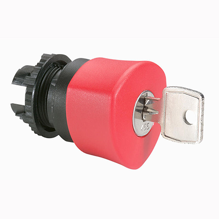Interrupteur de coupure d'urgence coup de poing avec clef rouge