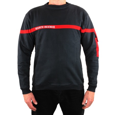 Sweat anthracite bande rouge SECURITE INCENDIE -  Taille XL
