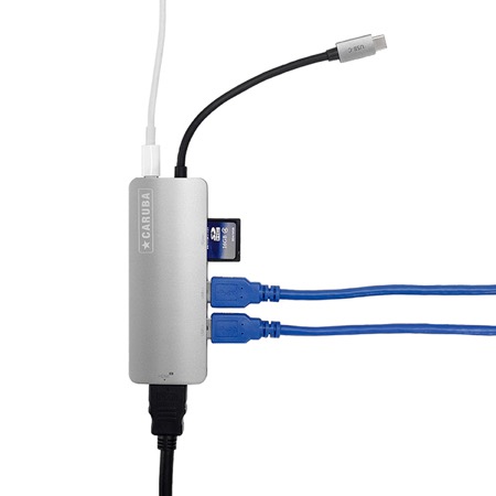 Adaptateur mini Dock CARUBA USB-C 3.1 Type C 5-in-1 - 2 USB 3.0, HDMI