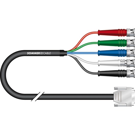 Adaptateur SUB-D HD 15 pôles mâle - RGBHV en BNC mâle - Long. 20cm