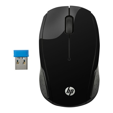 Souris optique 2 boutons et molette HP 200 - Sans fil - Noir