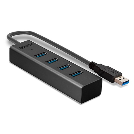 Hub USB 3.0 4 ports USB A monté sur cordon USB 30cm LINDY