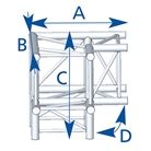 Angle 3 départs, 3D, pied droit ou gauche, pour série SC390 - alu ASD