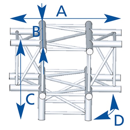 Angle 4 départs, 3D, pied central, pour série SC390 - alu ASD