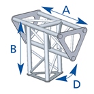 Angle 3 départs pied intermédiaire 90° série SD150 triangulaire - alu