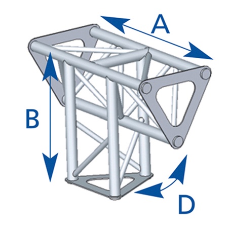 Angle 3 départs pied intermédiaire 90° série SD150 triangulaire - alu