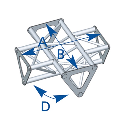 Angle 4 départs pied 90° série SD150 triangulaire - alu ASD