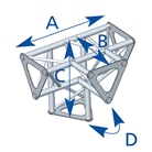 Angle 4 départs pied + traverse 90° série SD150 triangulaire - alu ASD