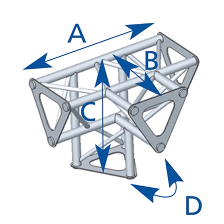 Angle 4 départs pied + traverse 90° série SD150 triangulaire - noir