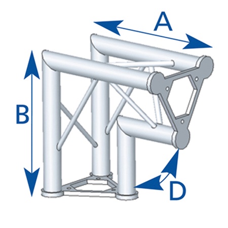 Angle 3 départs, 3D, pied droit, pour série SD250 ASD