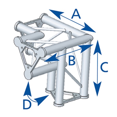 Angle 3 départs, 3D, pied gauche, pour série SD250 ASD