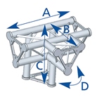 Angle 4 départs, 3D, pied, pour série SD250 ASD