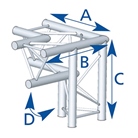 Angle 3 départs, 3D, pied droit, pour série SX290 Forte Charge - alu