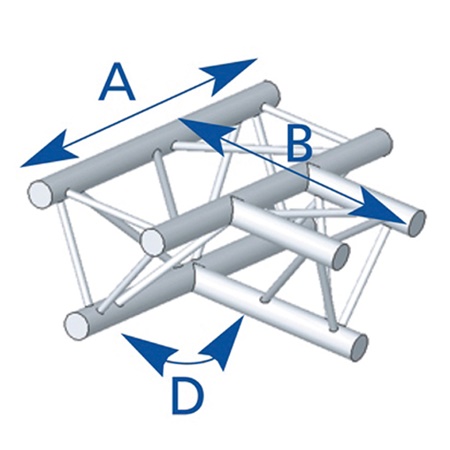 Angle 3 départs, 2D, horizontal, pour série SX290 Forte Charge - alu
