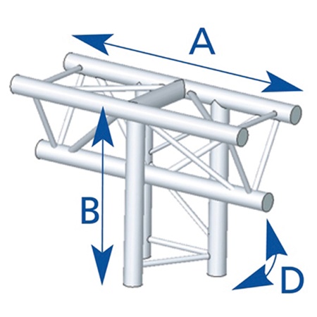 Angle 3 départs, 2D, vertical, pour série SX290 Forte Charge - alu ASD