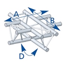 Angle 4 départs, 2D, horizontal, pour série SX290 Forte Charge - alu