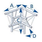 Angle 3 départs, 3D, pied droit, pour série SX390 - alu ASD