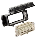 Embase femelle à 4 ergots latéraux et capot plastique HARTING noire