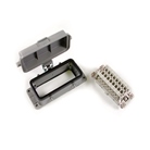 Embase mâle à 4 ergots latéraux et capot plastique HARTING noire