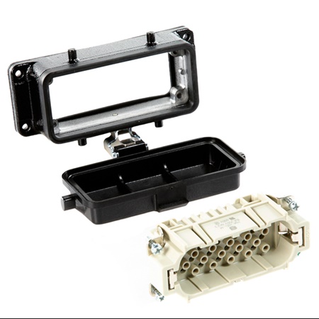 Embase femelle à 4 ergots latéraux et capot plastique coloris noir