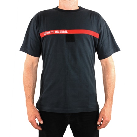 Tee-shirt anthracite bande rouge brodée SECURITE INCENDIE - XXL