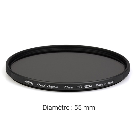 Filtre gris neutre HOYA Neutral Density Pro ND4 - Diamètre : 55mm