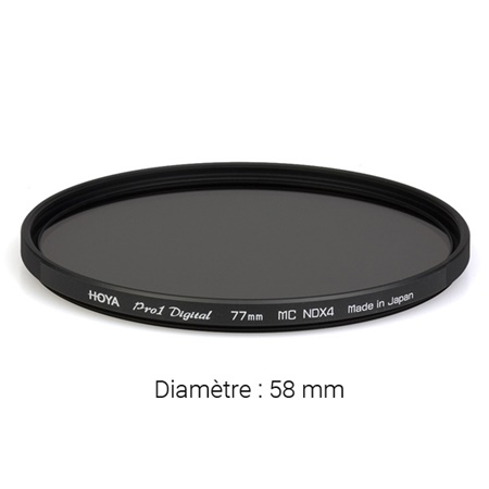 Filtre gris neutre HOYA Neutral Density Pro ND4 - Diamètre : 58mm