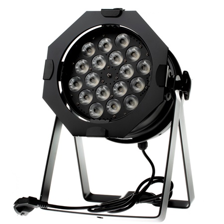 Projecteur LED type PAR 64 court - 18 x 10W RGBW - 40° - noir SHOWTEC 