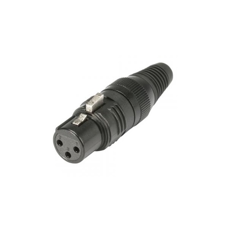 Fiche XLR 3 points femelle droite HICON corps noir et contact nickel