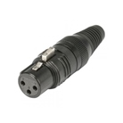 Fiche XLR 3 points femelle droite HICON corps noir et contact or