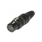 Fiche XLR 5 points femelle droite HICON corps noir et contact nickel