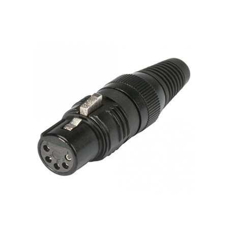 Fiche XLR 5 points femelle droite HICON corps noir et contact nickel