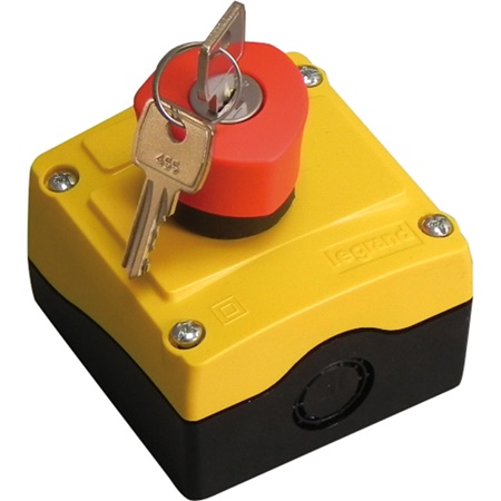 Interrupteur de coupure d'urgence "coup de poing" avec clef rouge