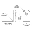Renfort d'angle acier (zingage blanc) petit modèle (angle aigu)