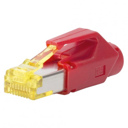 Connecteur RJ45 HIROSE Cat6a mâle - Manchon de couleur rouge