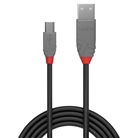 Cordon USB 2.0 A/Mini-B LINDY - Longueur : 0,5m - Noir