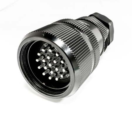 Fiche mâle noire type 419 AR avec écrou et raccord droit SOCAPEX
