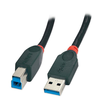 Cordon USB 3.0 A/B LINDY - Longueur : 0,5m - Noir