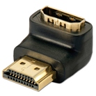 Adaptateur coudé HDMI femelle (bas) - HDMI mâle dorée LINDY