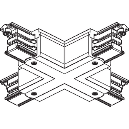 Angle 4 départs en X pour rail 3 allumages blanc NORDIC ALUMINIUM