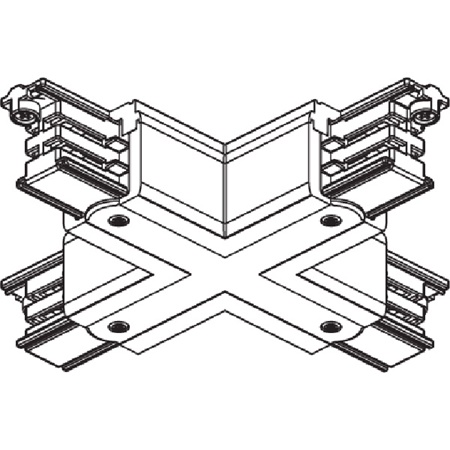 Angle 4 départs en X pour rail 3 allumages blanc NORDIC ALUMINIUM