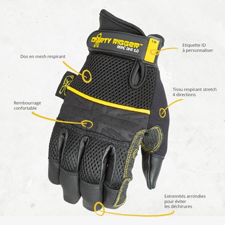 Paire de gants en cuir DIRTY RIGGER - spécial travail sur corde - L